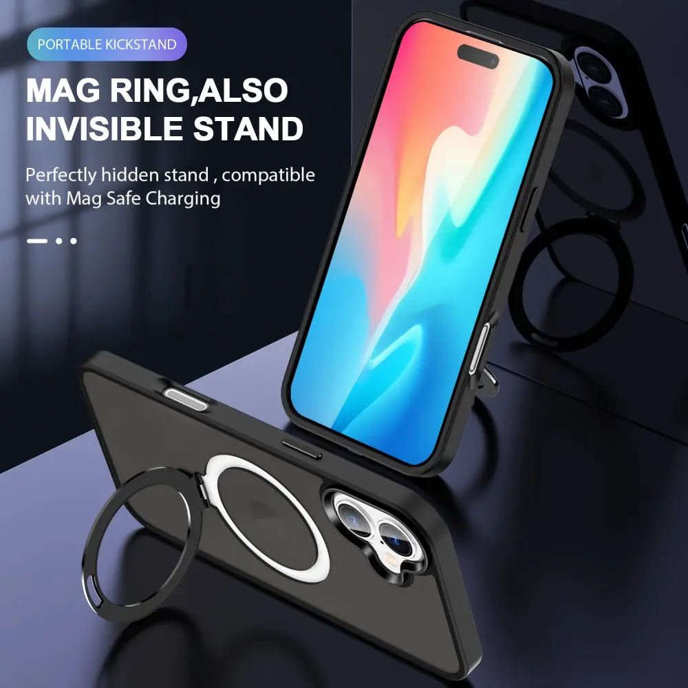 Hybridskal Magnetic Ring iPhone 16 Plus Svart