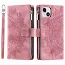 Lommebokveske iPhone 14 Mandala rosa