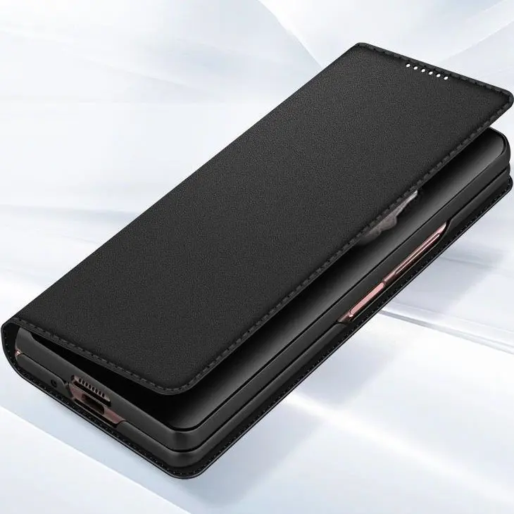 Äkta Läderfodral Samsung Galaxy Z Fold 5 Svart