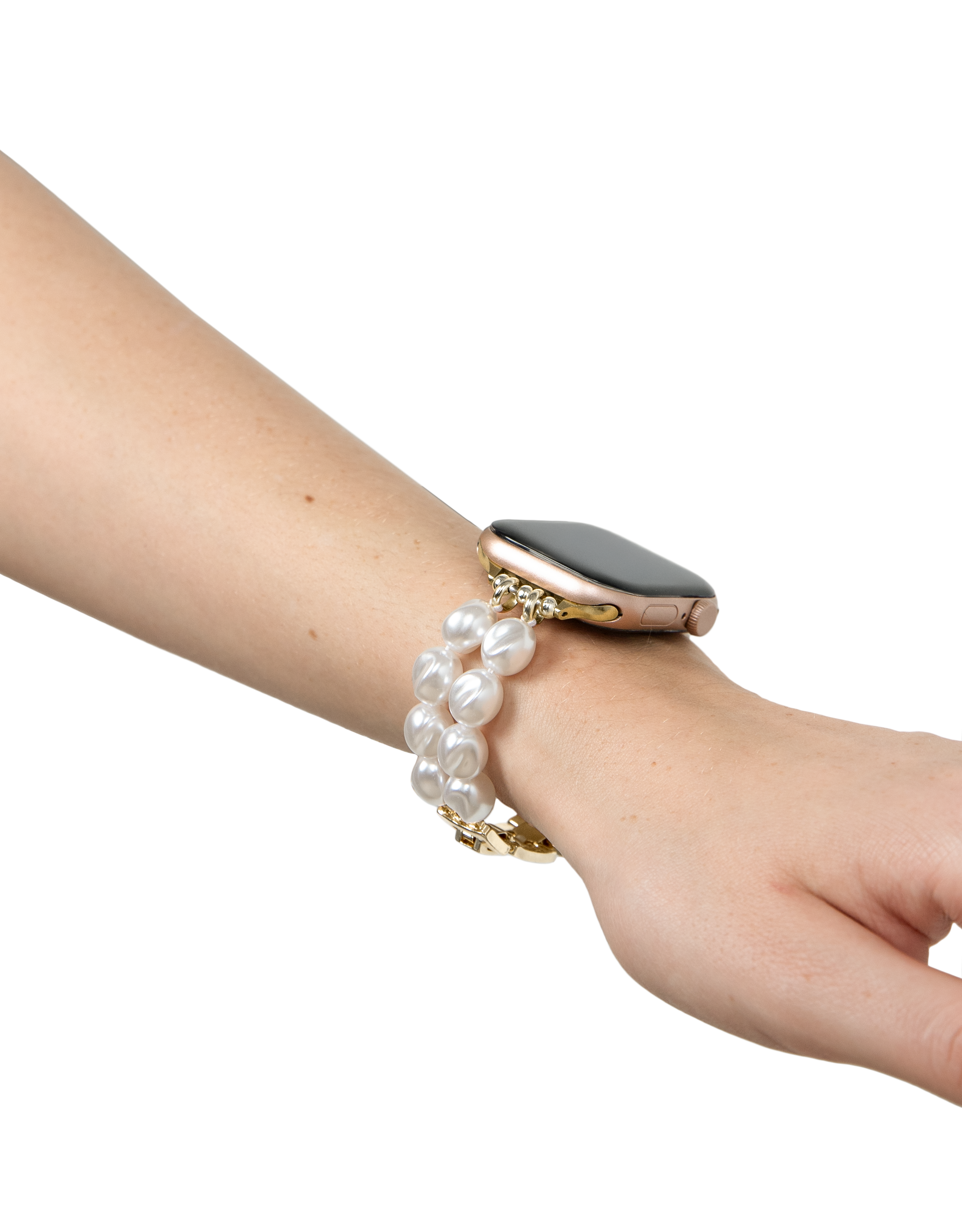 Beaded Watch Band  Apple Watch Series 8 41mm Classy White Pearl