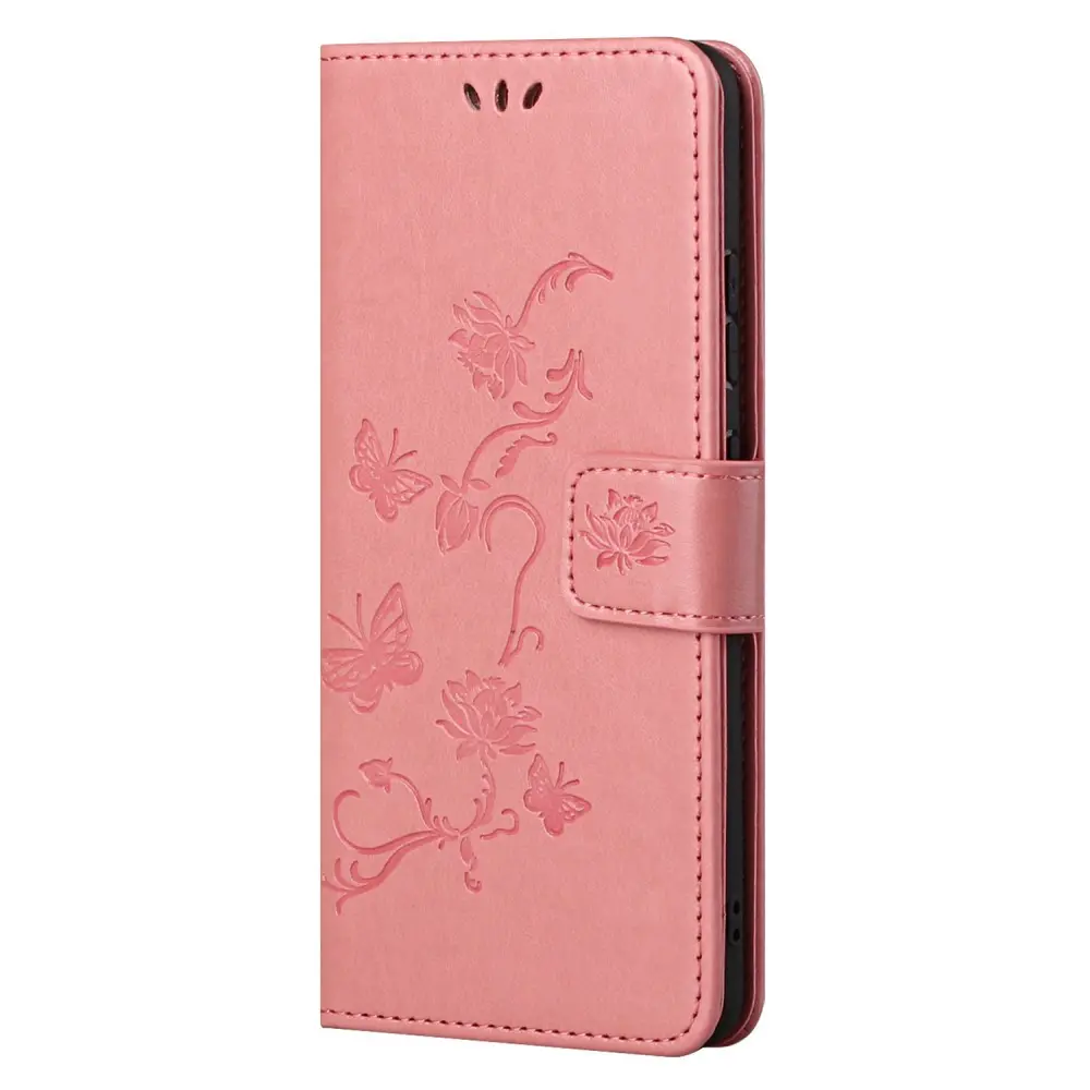 Läderfodral Fjärilar Samsung Galaxy S22 Rosa