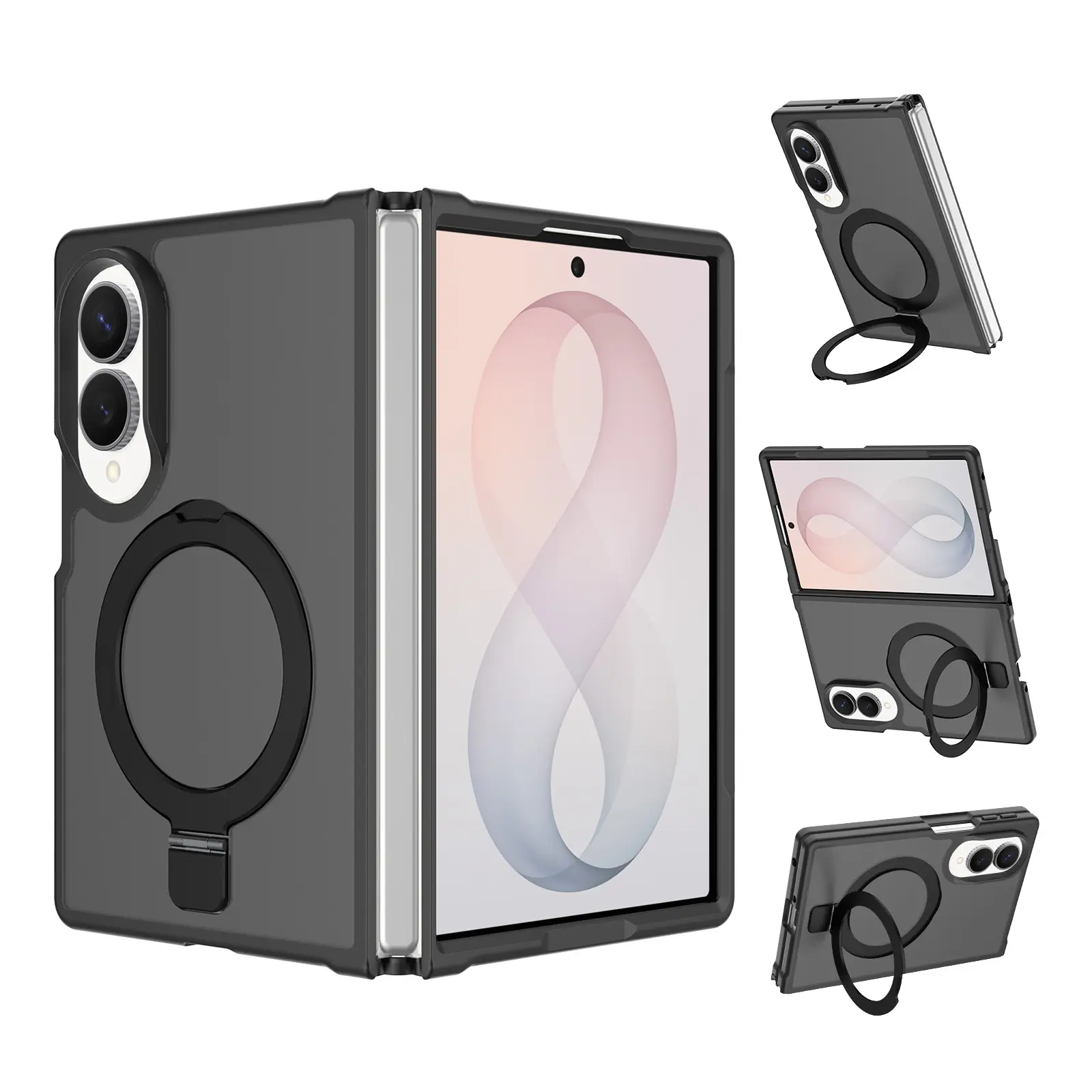 Samsung Galaxy Z Fold 8 Magnetic hybriddeksel med stativfunksjon, Svart