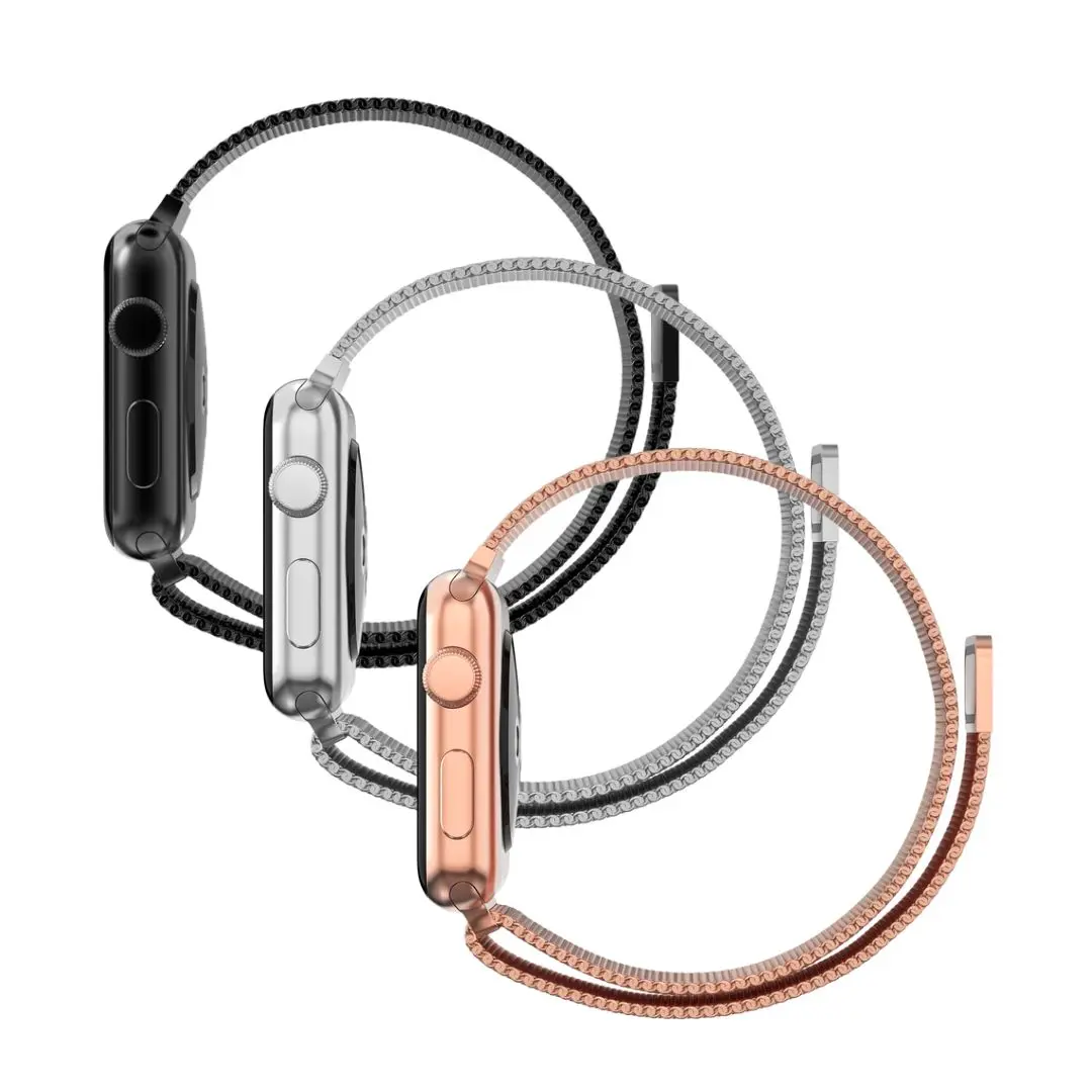 Apple Watch SE 3 40mm Kit Armband Milanese Loop svart, silver, roséguld