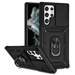 Hybriddeksel Ring + Kamerabeskyttelse Samsung Galaxy S22 Ultra Svart