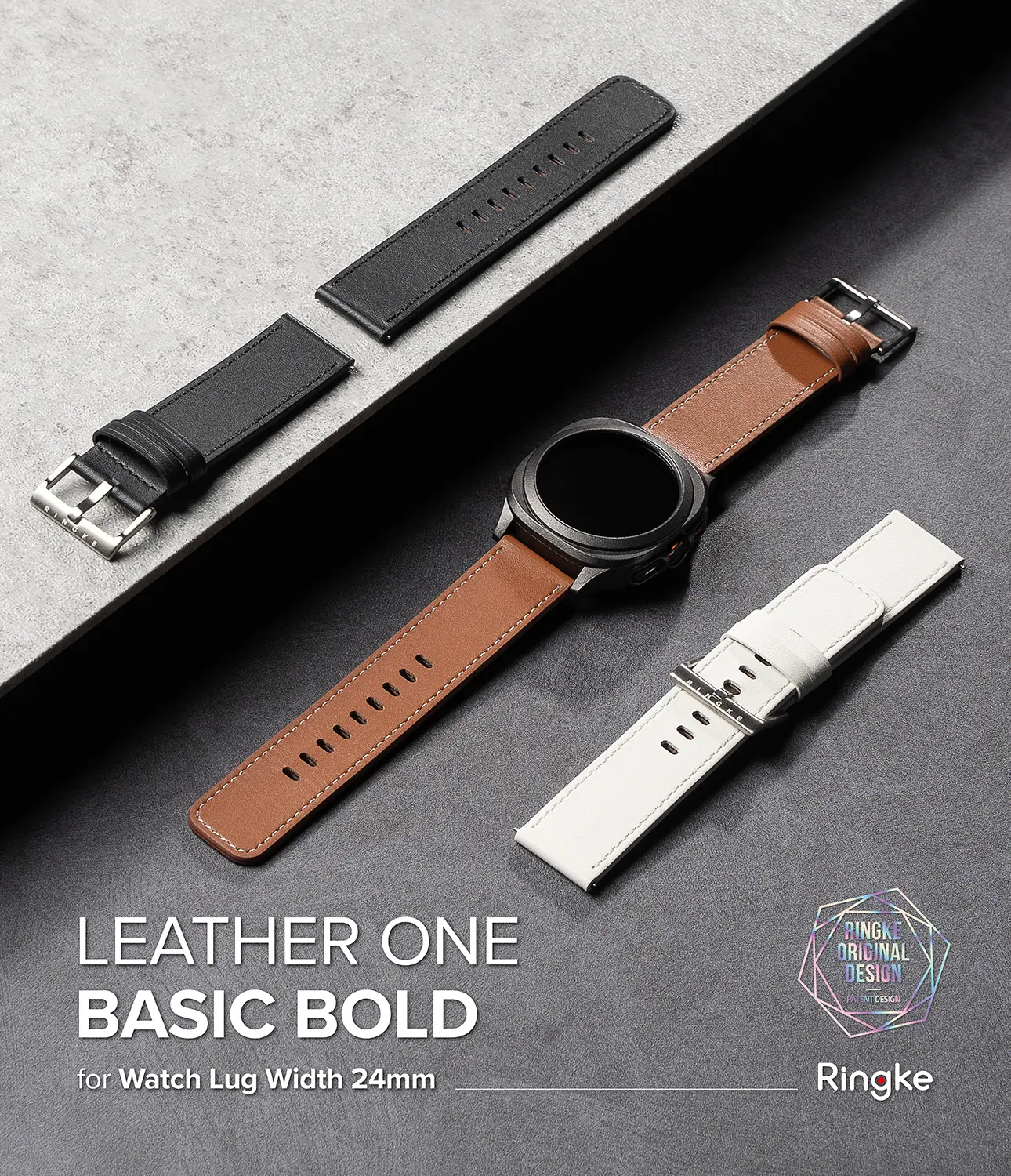 Leather One Basic Bold Band Garmin Venu X1 Brown