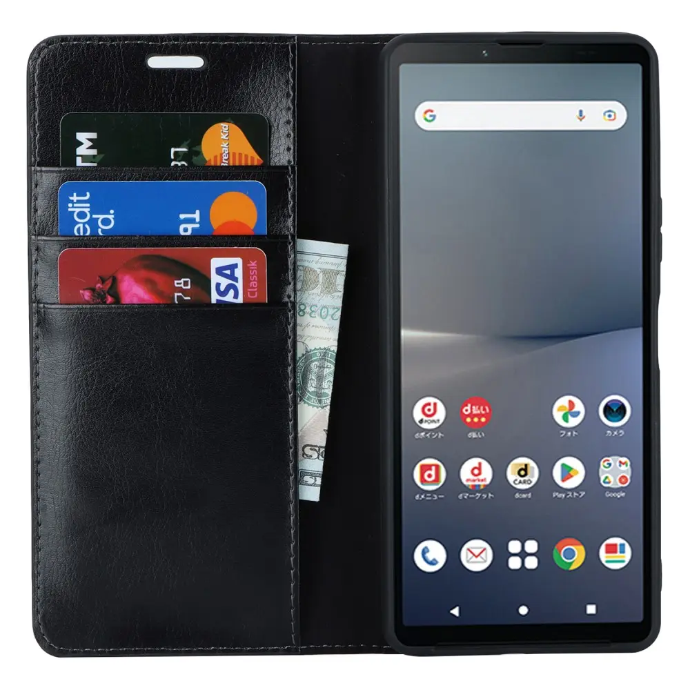 Mobilfodral Äkta Läder Sony Xperia 5 V Svart