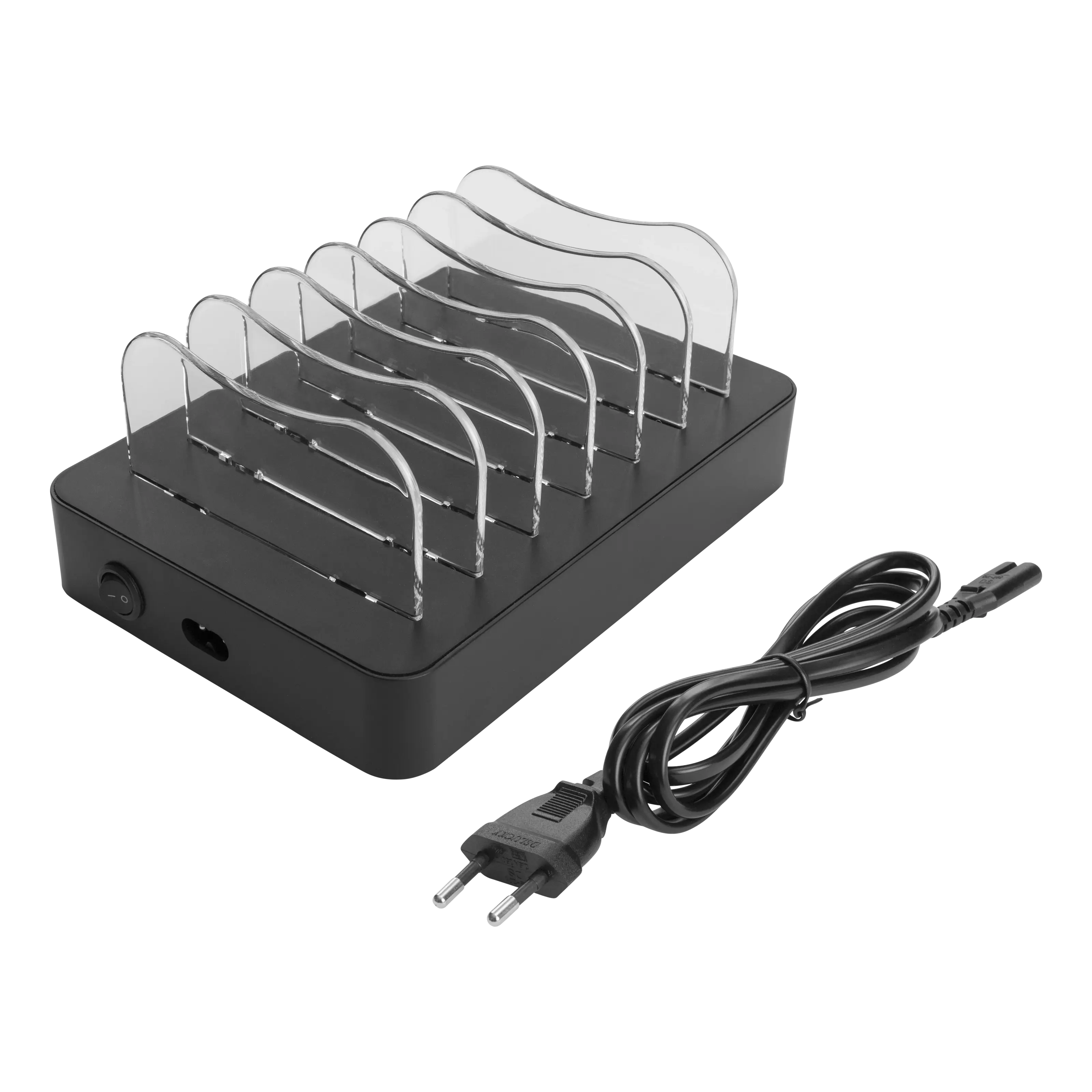 Laddningsstation 6-enheter 5x USB-A, 1x USB-C 50W svart