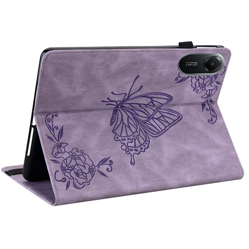 Läderfodral Fjärilar Xiaomi Redmi Pad 2 Lila