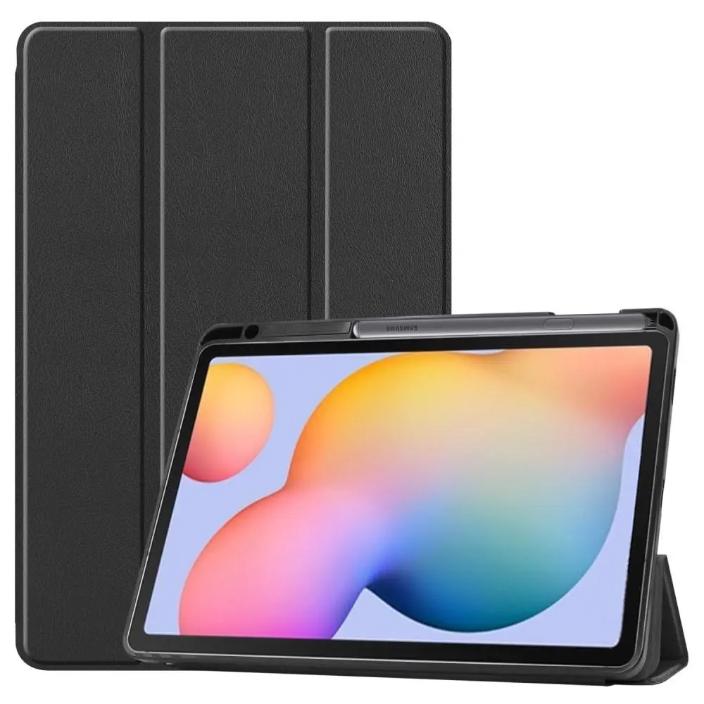Samsung Galaxy Tab S6 Lite Etui Tri-fold med Pencil-holder Sort