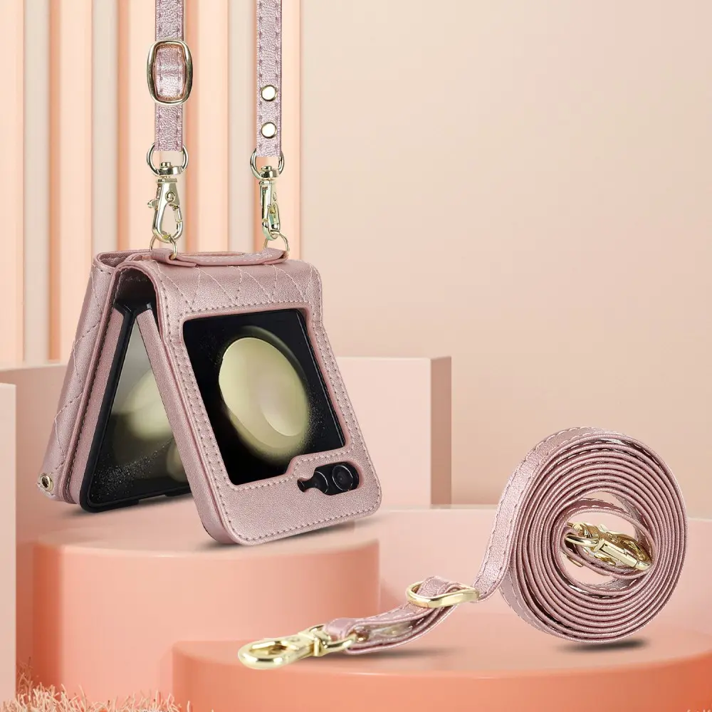 Plånboksväska RFID-skydd Samsung Galaxy Z Flip 7 FE Quilted Roséguld