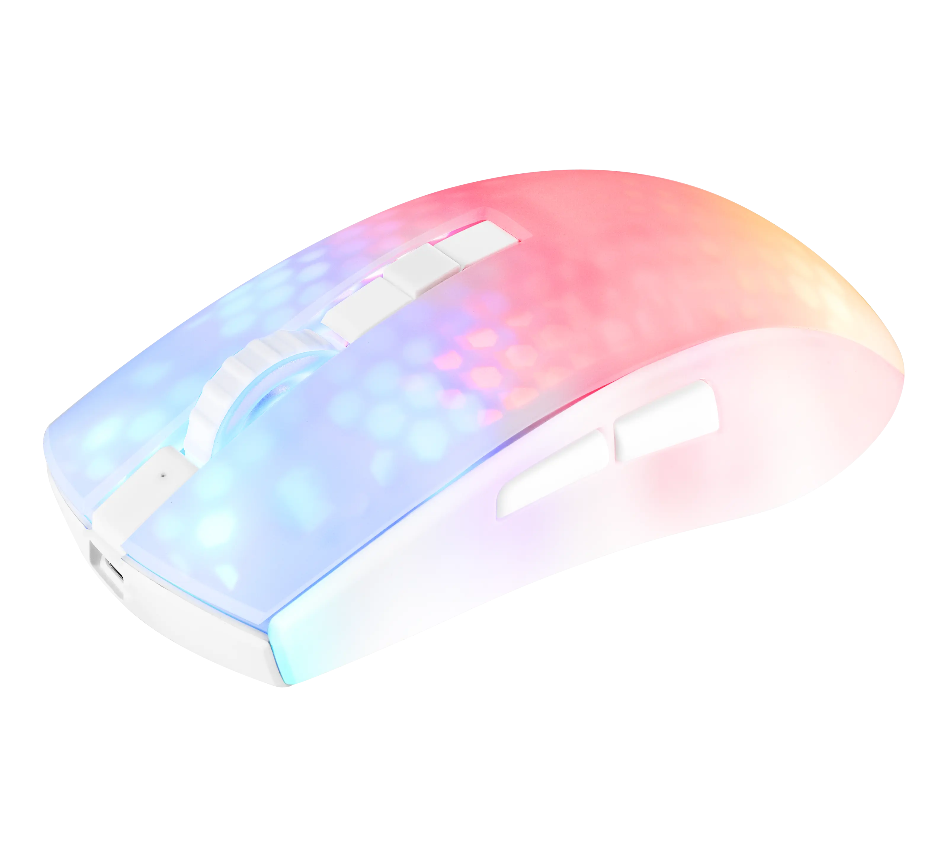 Trådløs Semi-transparent RGB gamingmus 10.000dpi WM89, Hvit
