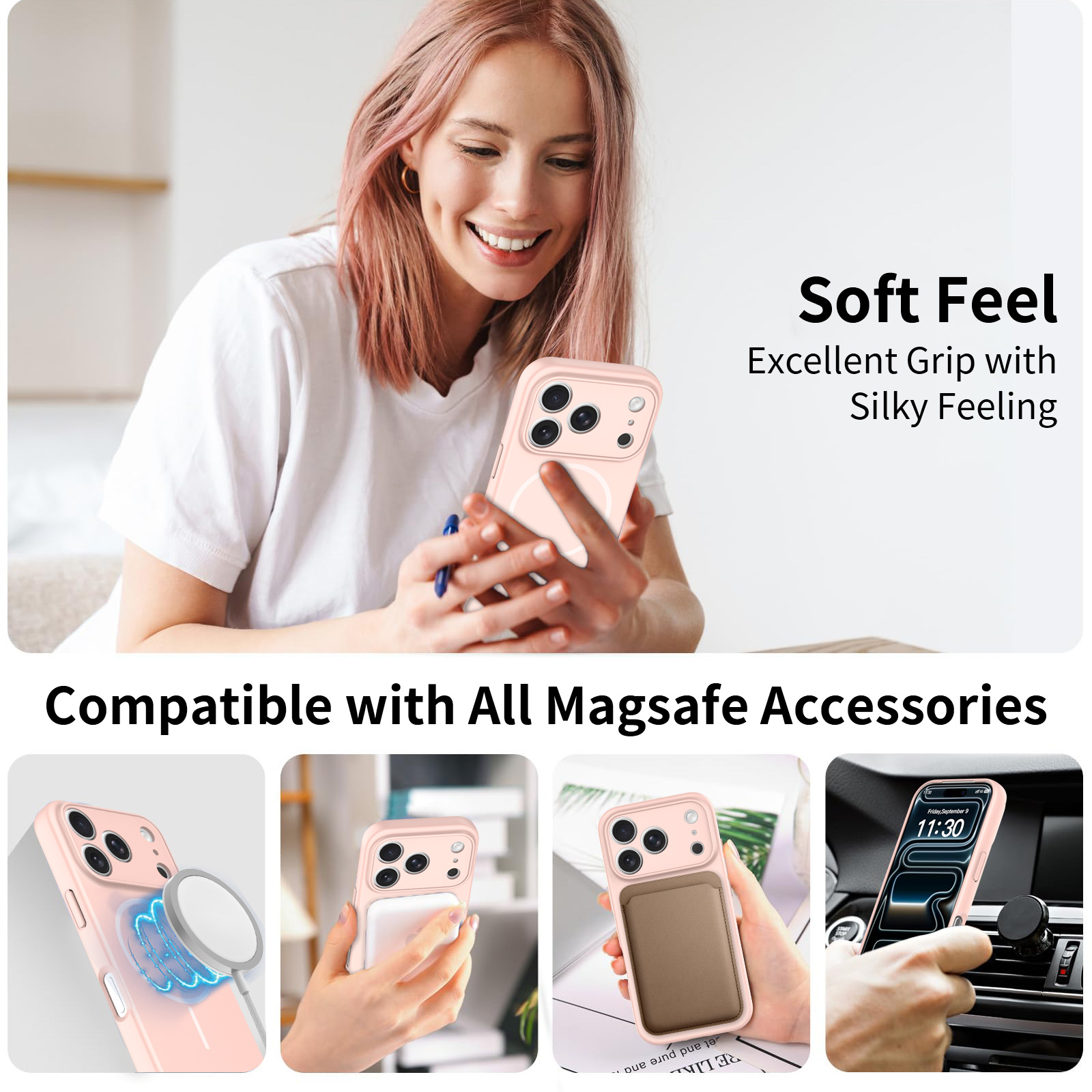 MagSafe-skal SoftArmor iPhone 18 Pro Rosa