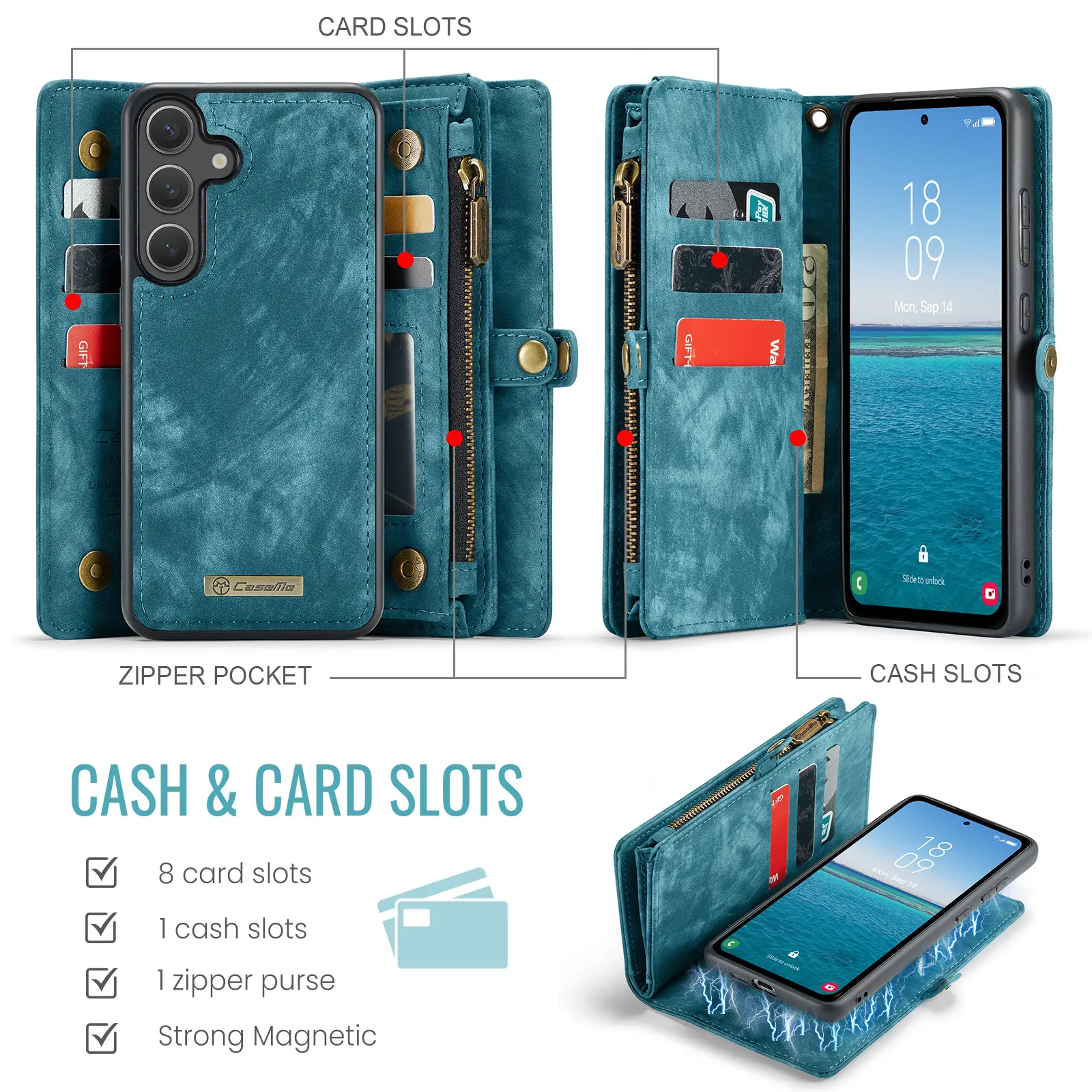 Multi-slot Plånboksfodral Samsung Galaxy S26 Blå