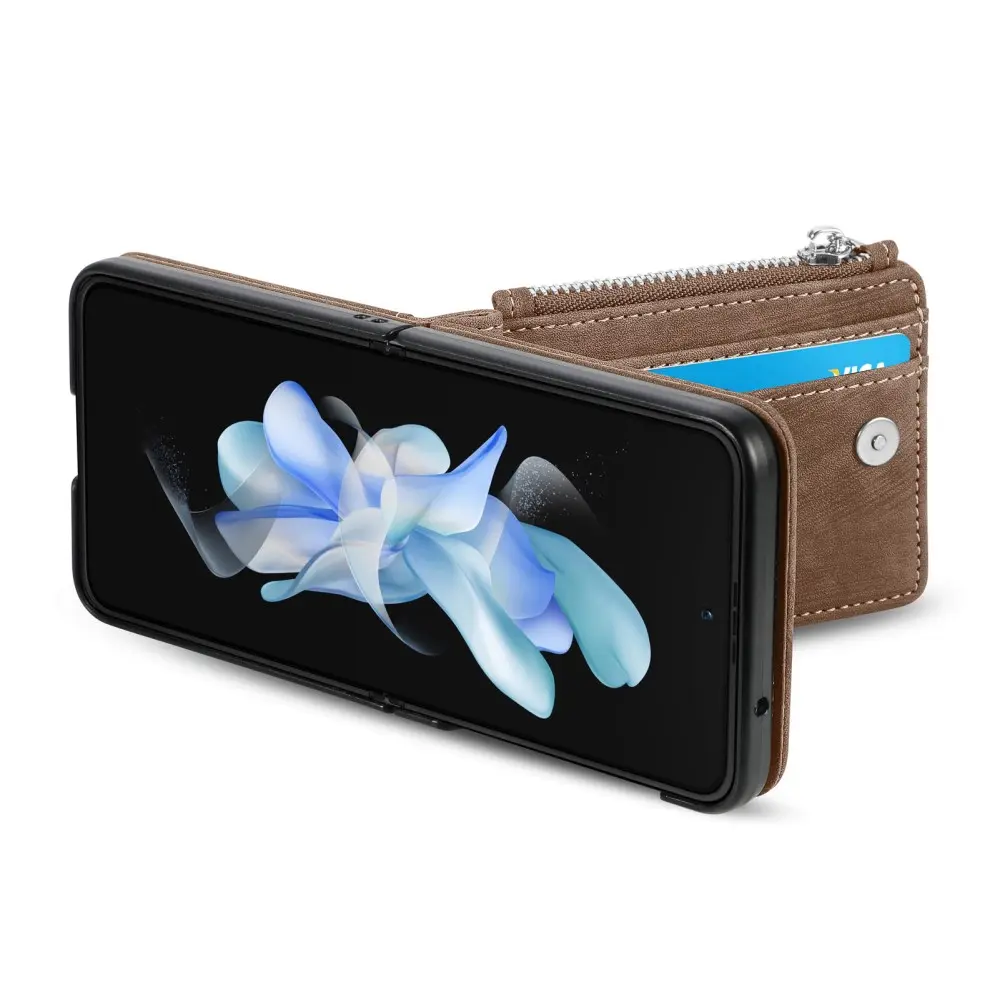 Mobilfodral Multi-slot Zipper Samsung Galaxy Z Flip 5 Brun