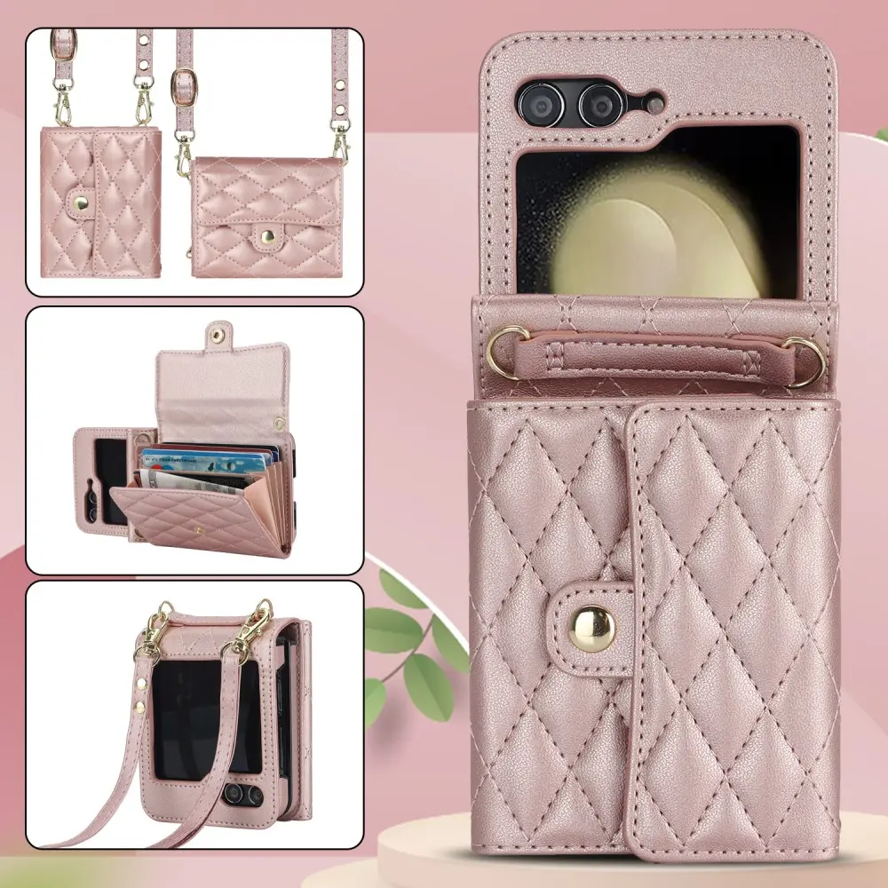 Plånboksväska RFID-skydd Samsung Galaxy Z Flip 7 FE Quilted Roséguld