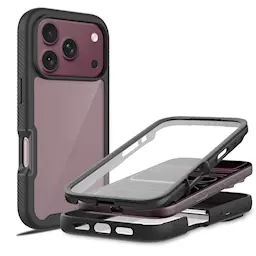 iPhone 18 Pro Max Mobilcover Full Protection, Sort/gennemsigtig