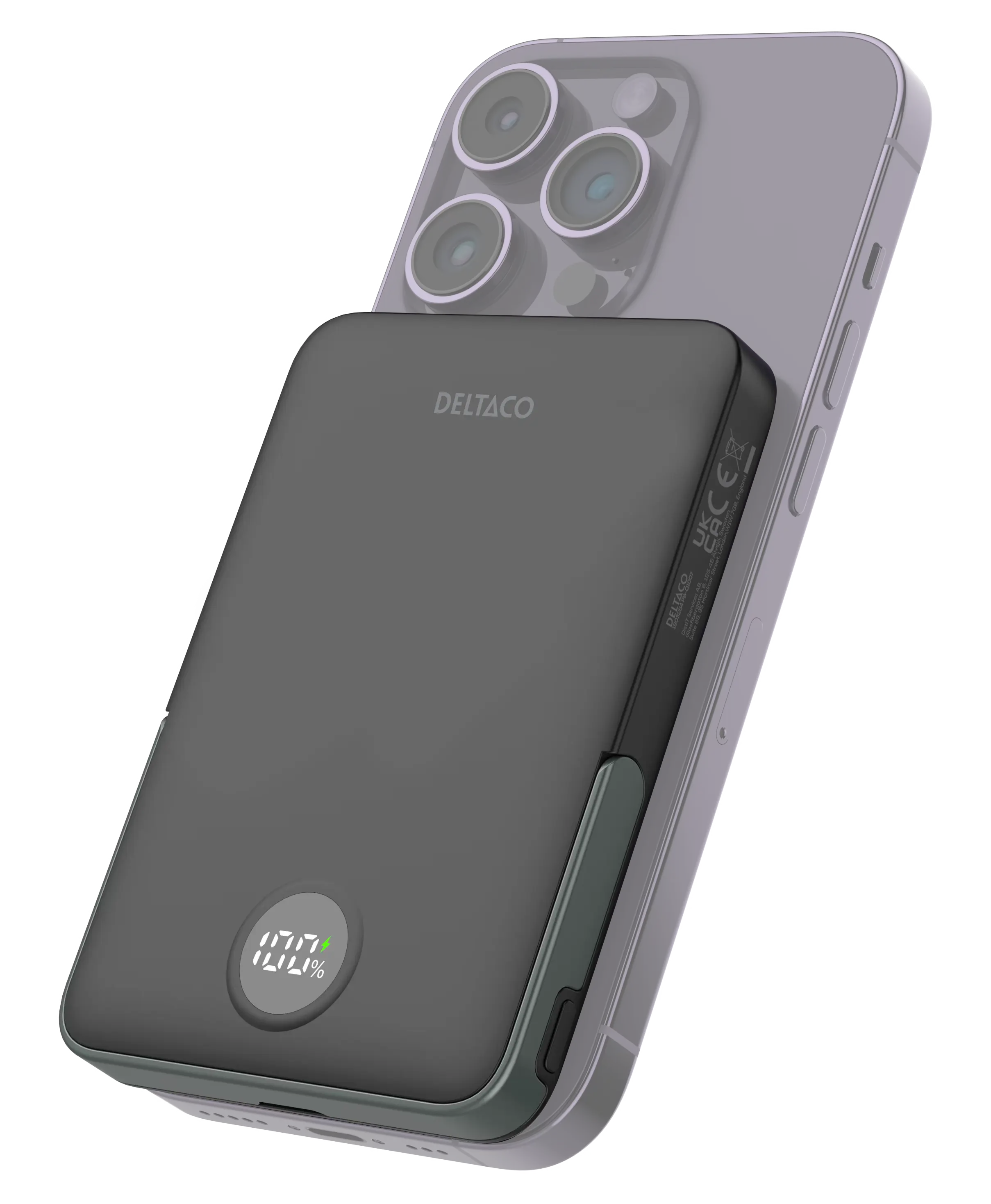 Magnetisk trådlös powerbank med stativ PD 20W 5000 mAh Svart