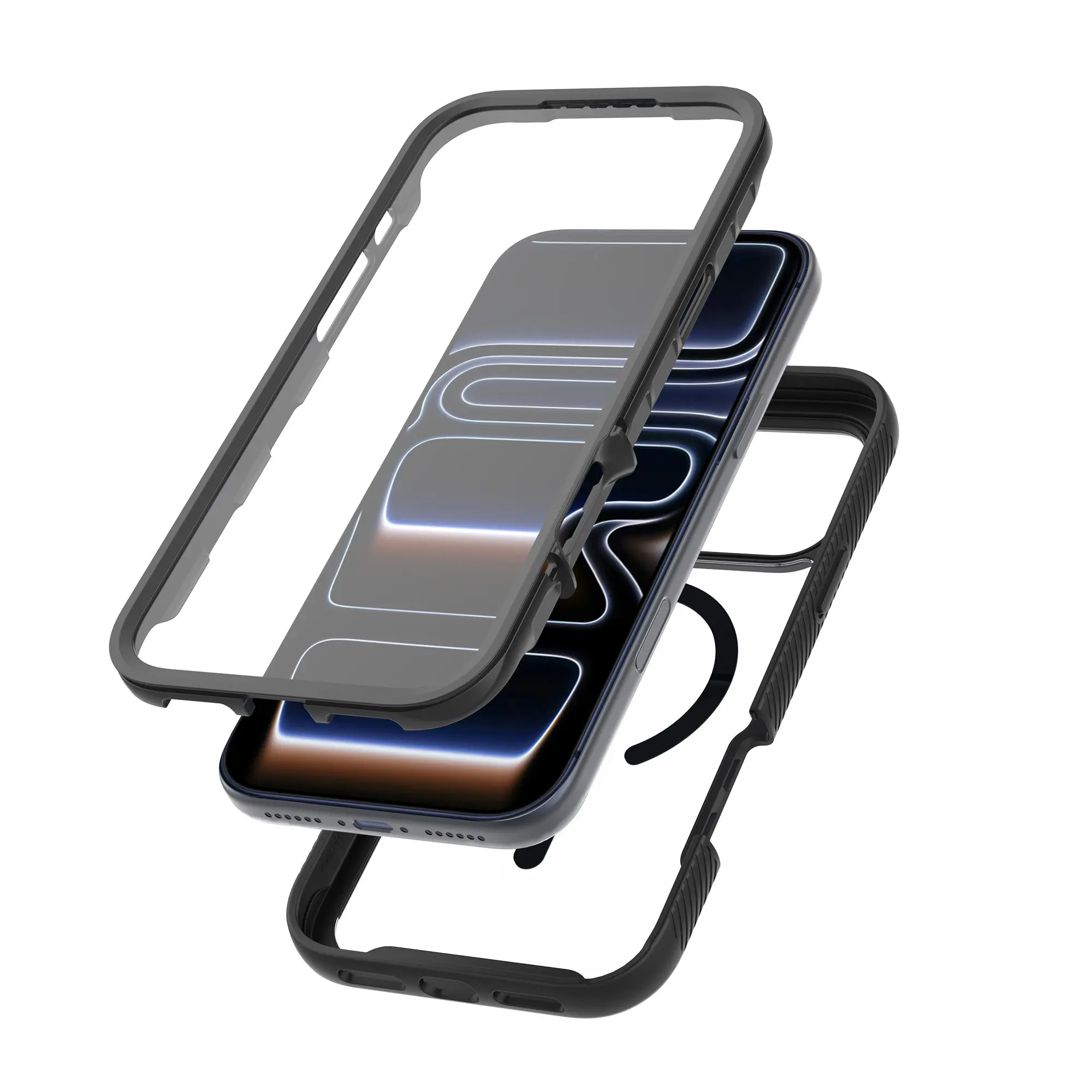 Full Protection Magnetic Case iPhone 17 Pro Max Svart/transparent