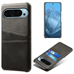 Google Pixel 9 Tyylikäs suojakuori kahdella korttitaskulla, Musta