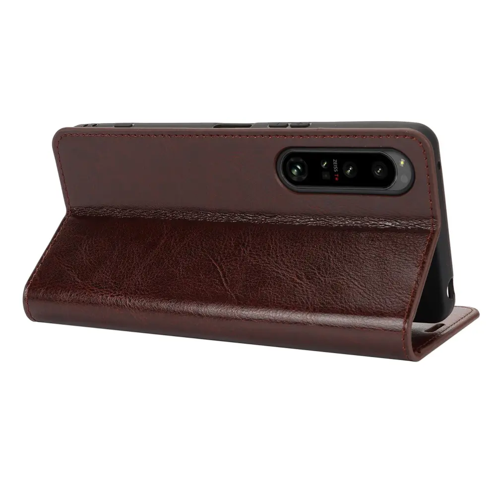 Mobilfodral Äkta Läder Sony Xperia 1 VI Mörkbrun