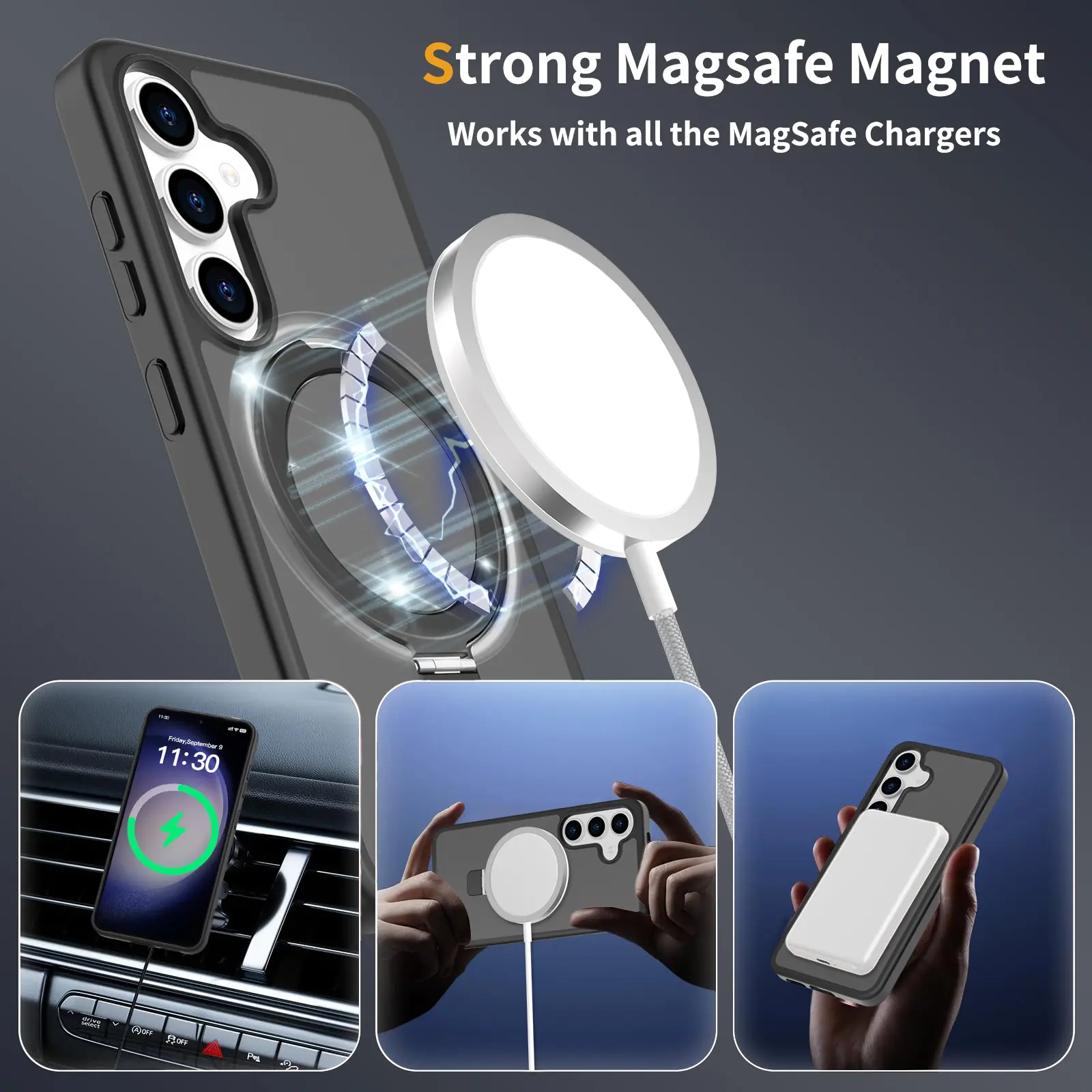 Hybridskal Magnetic Ring Samsung Galaxy S24 Svart
