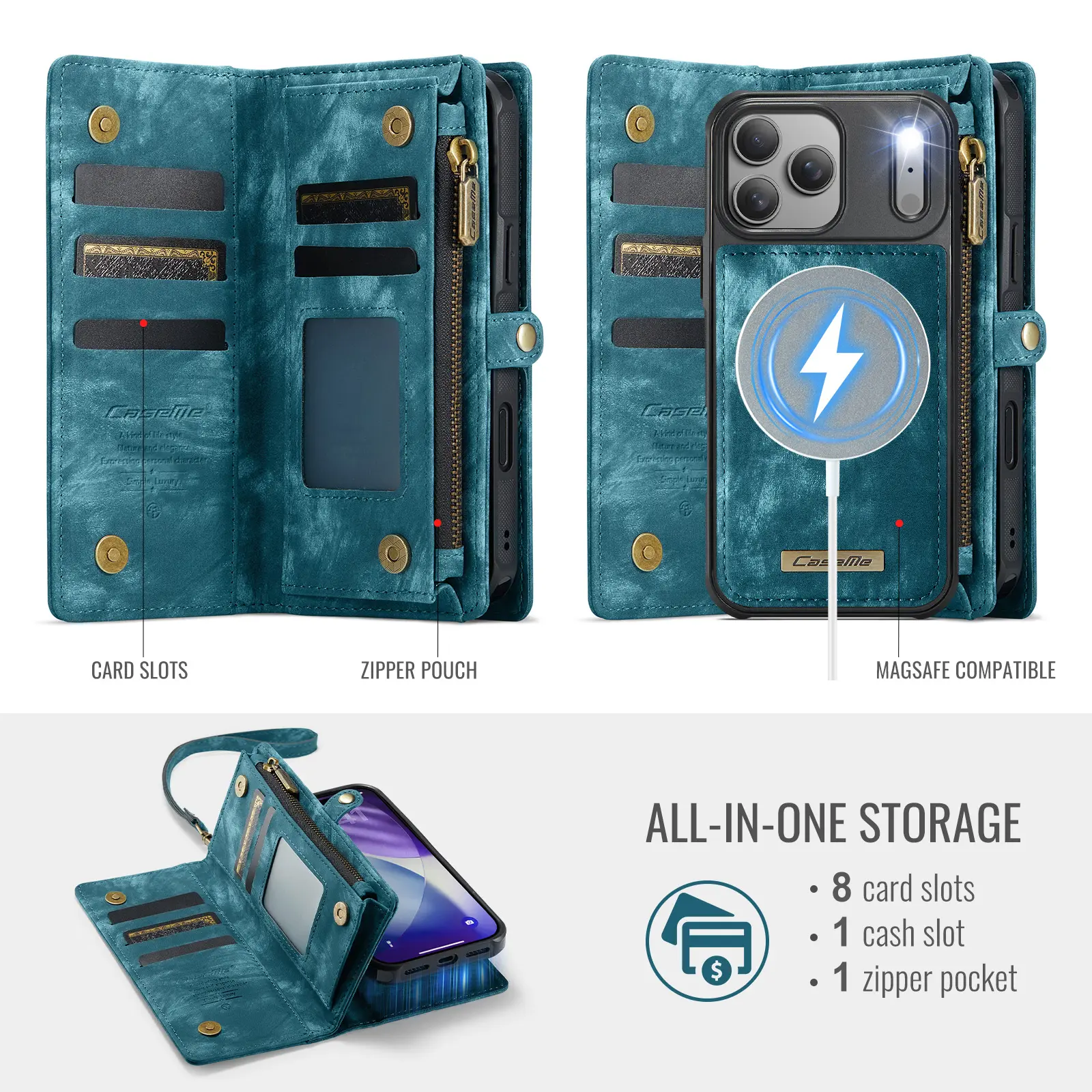 Multi-slot Plånboksfodral iPhone 17 Pro Max Blå