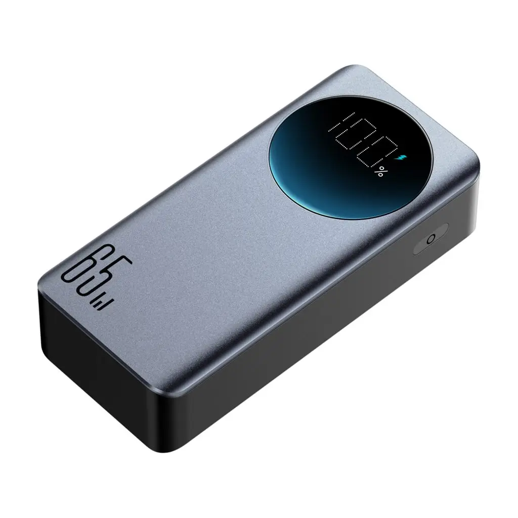 PD & QC Powerbank LED 30000 mAh 65W - Trippel utgång Svart
