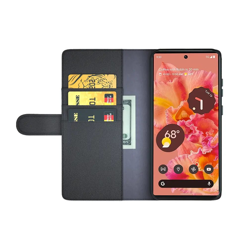 Äkta Läderfodral Google Pixel 6 Svart