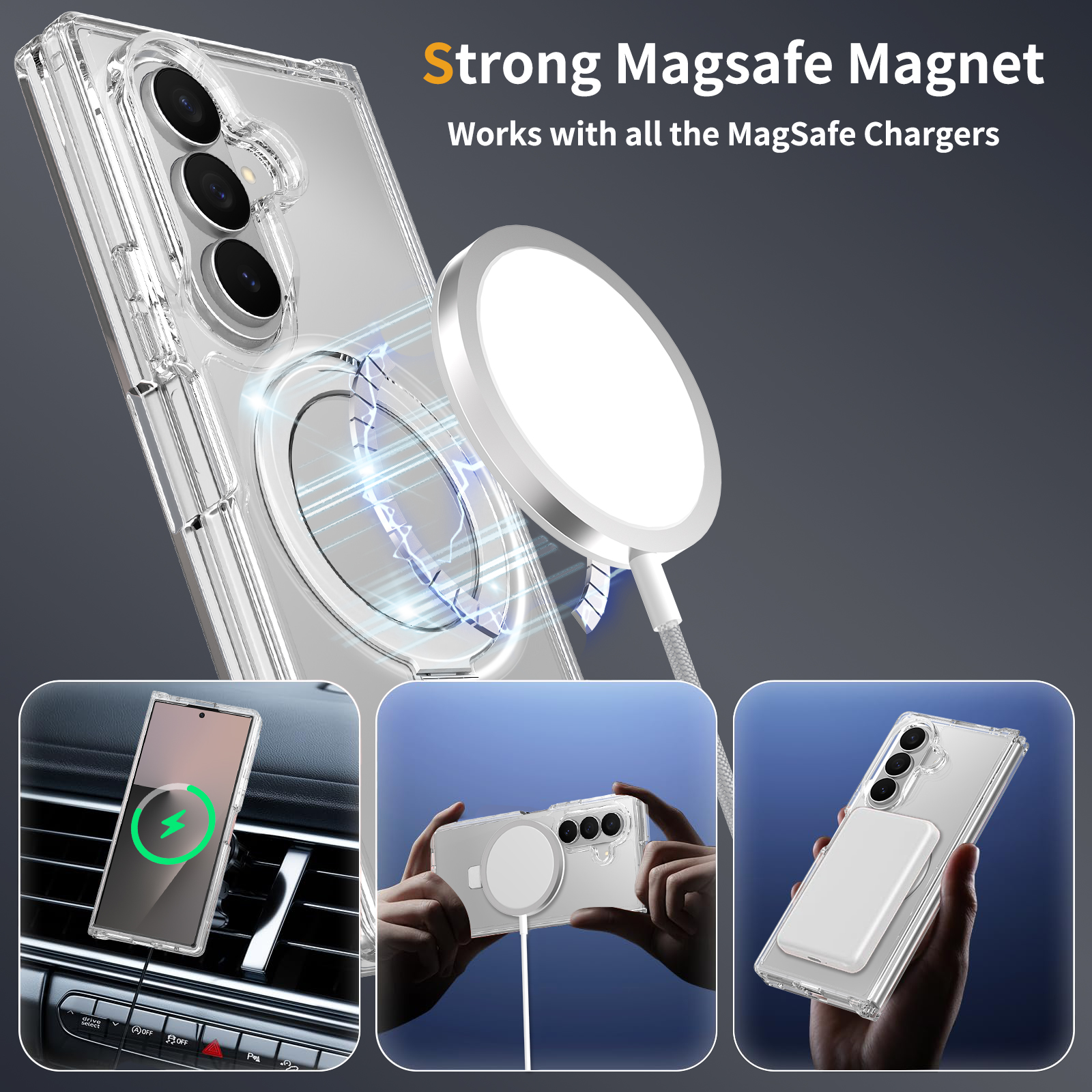 Hybridskal MagSafe Ring Samsung Galaxy Z Fold 8 Ultra Genomskinlig