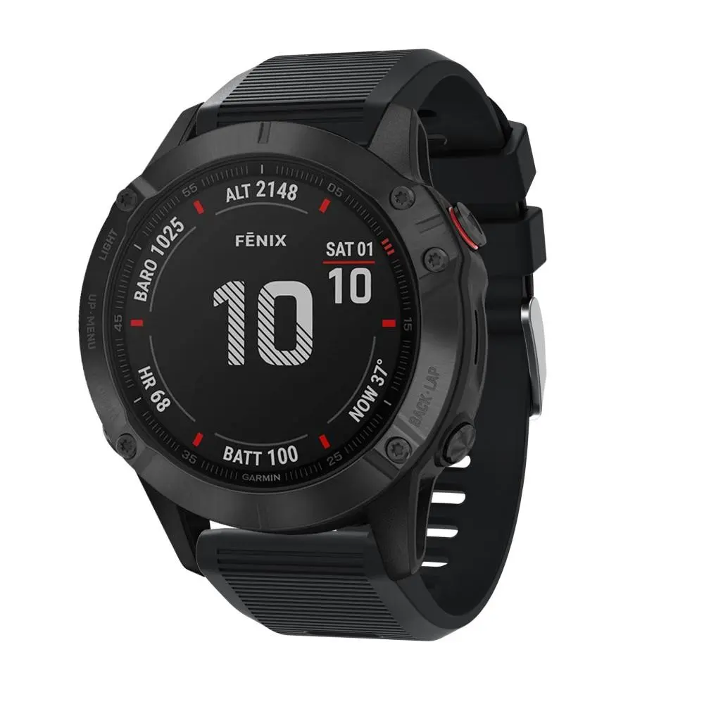 Rem af silikone til Garmin Fenix 6X Pro Sort