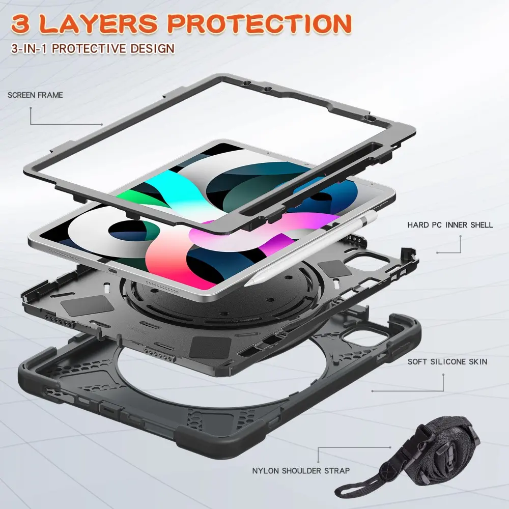 Kickstand Hybridskal med axelrem iPad Pro 11 1st Gen (2018) svart