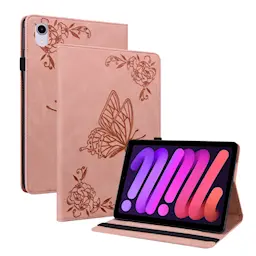 Læderetui Sommerfugle Apple iPad Mini 7th Gen (2024) Lyserød