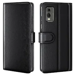  Nokia C32 Lompakkokotelo aidosta nahasta, Musta