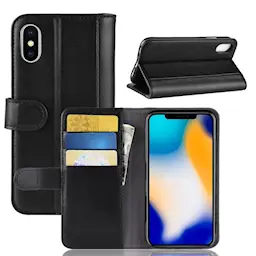 Ægte Læderetui iPhone Xs Max Sort