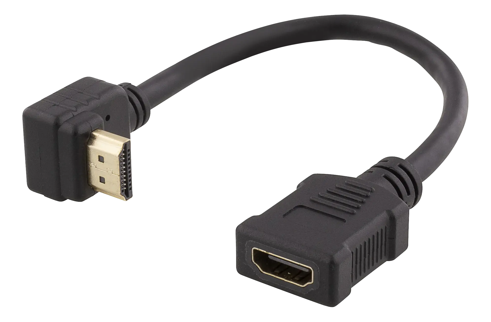 HDMI-adapterkabel med vinklet stik M/F, UHD