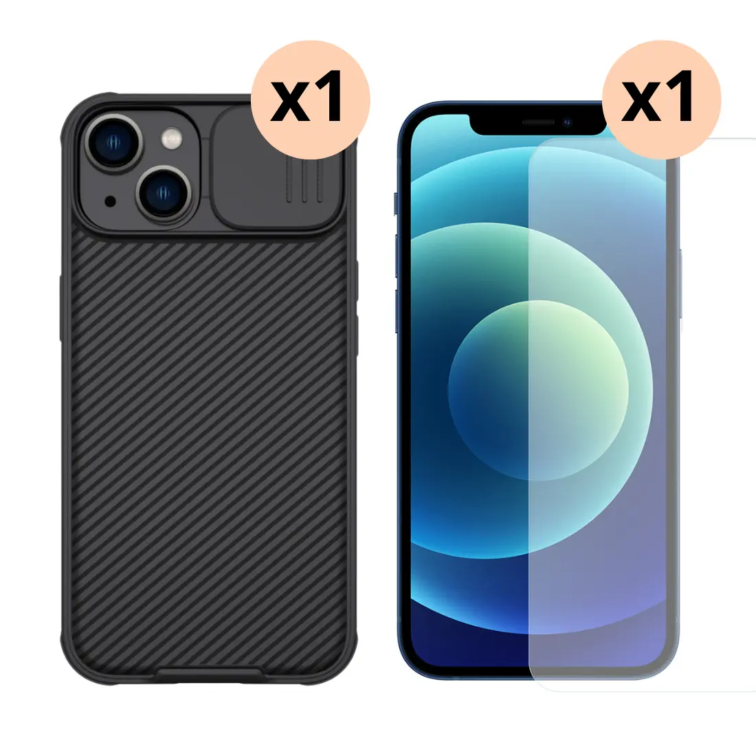 iPhone 14 Sett med CamShield Cover og skærmbeskyttelse