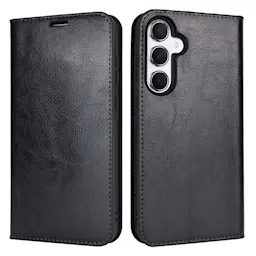 Samsung Galaxy A55 Smidigt mobilfodral i äkta läder, Svart