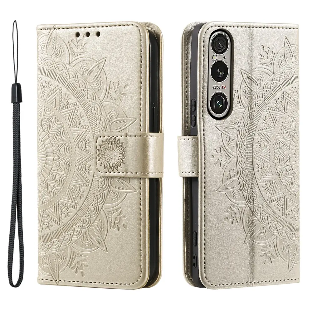Læderetui Mandala Sony Xperia 1 VII Guld