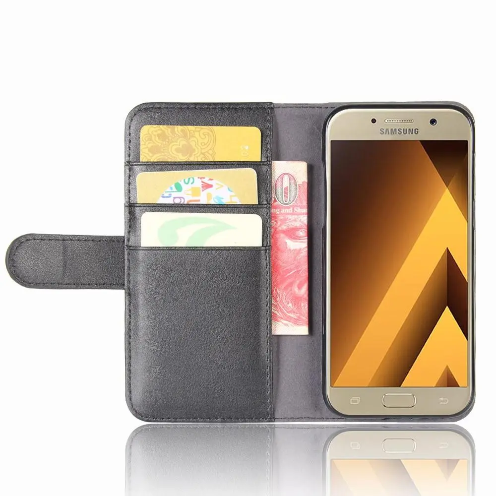 Äkta Läderfodral Samsung Galaxy A5 2017 Svart