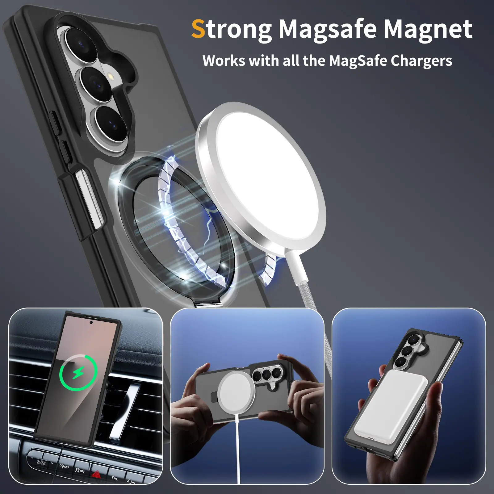 Hybridskal Magnetic Ring Samsung Galaxy Z Fold 8 Ultra Svart