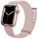 Apple Watch Series 12 43mm nylonrem med velcrolukning, Lyserød