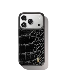 Vegan Leather MagSafe Case iPhone 18 Pro Black Croco