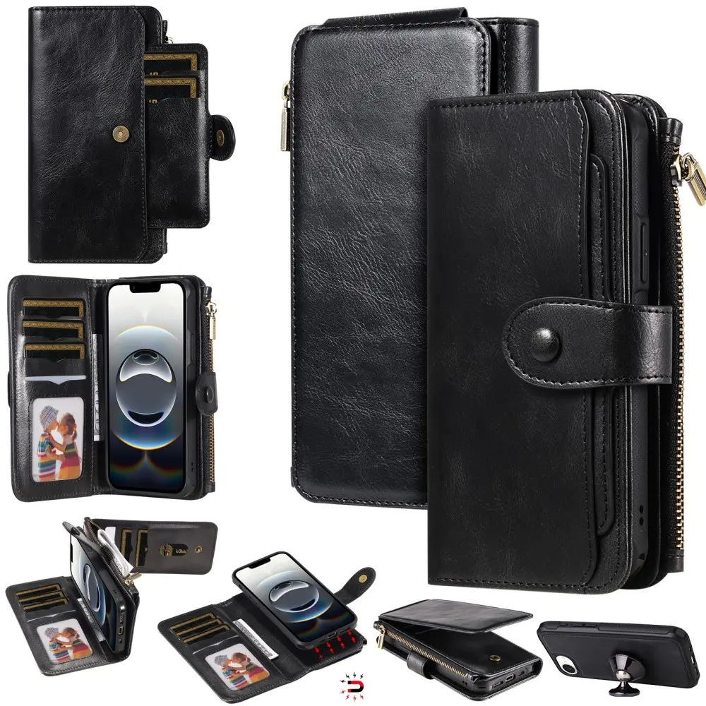 Magnet Leather Multi-Wallet iPhone 17e sort