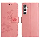 Samsung Galaxy A57 Mobiletui med sommerfugle, Lyserød