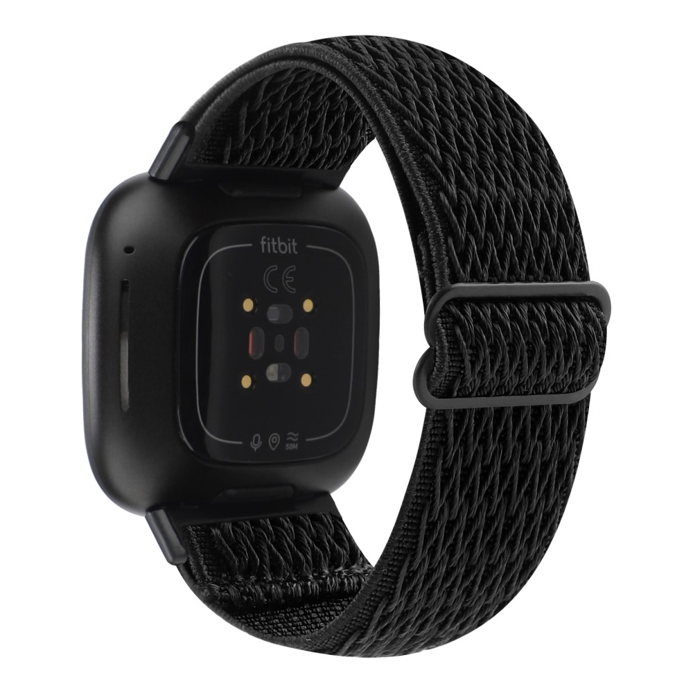 Fitbit Versa 3 Elastisk Reim i Vevd Nylon, Svart