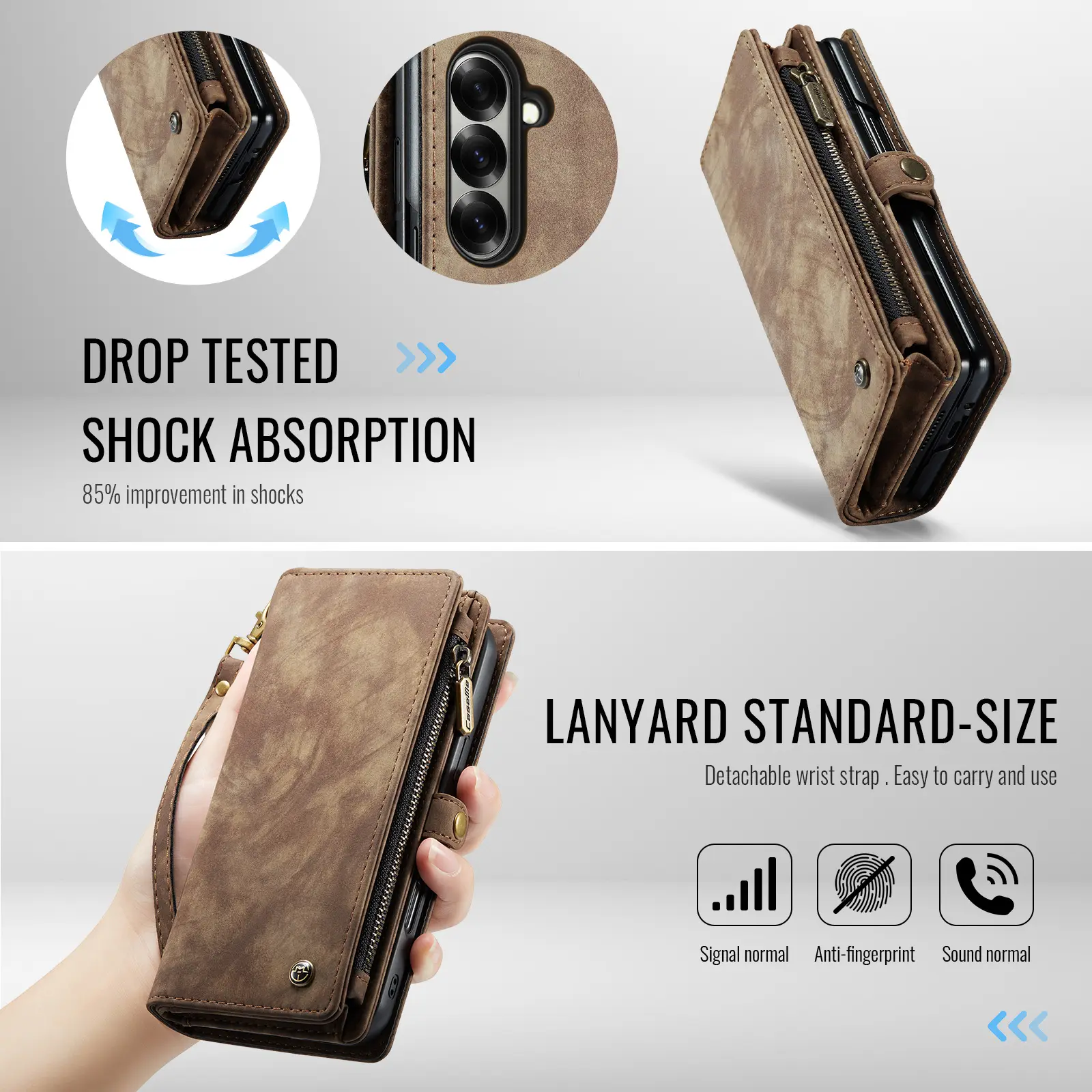 Multi-slot Plånboksfodral Samsung Galaxy Z Fold 8 Ultra Brun