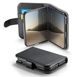 iPhone Duo Lommeboketui i ekte skinn, Svart
