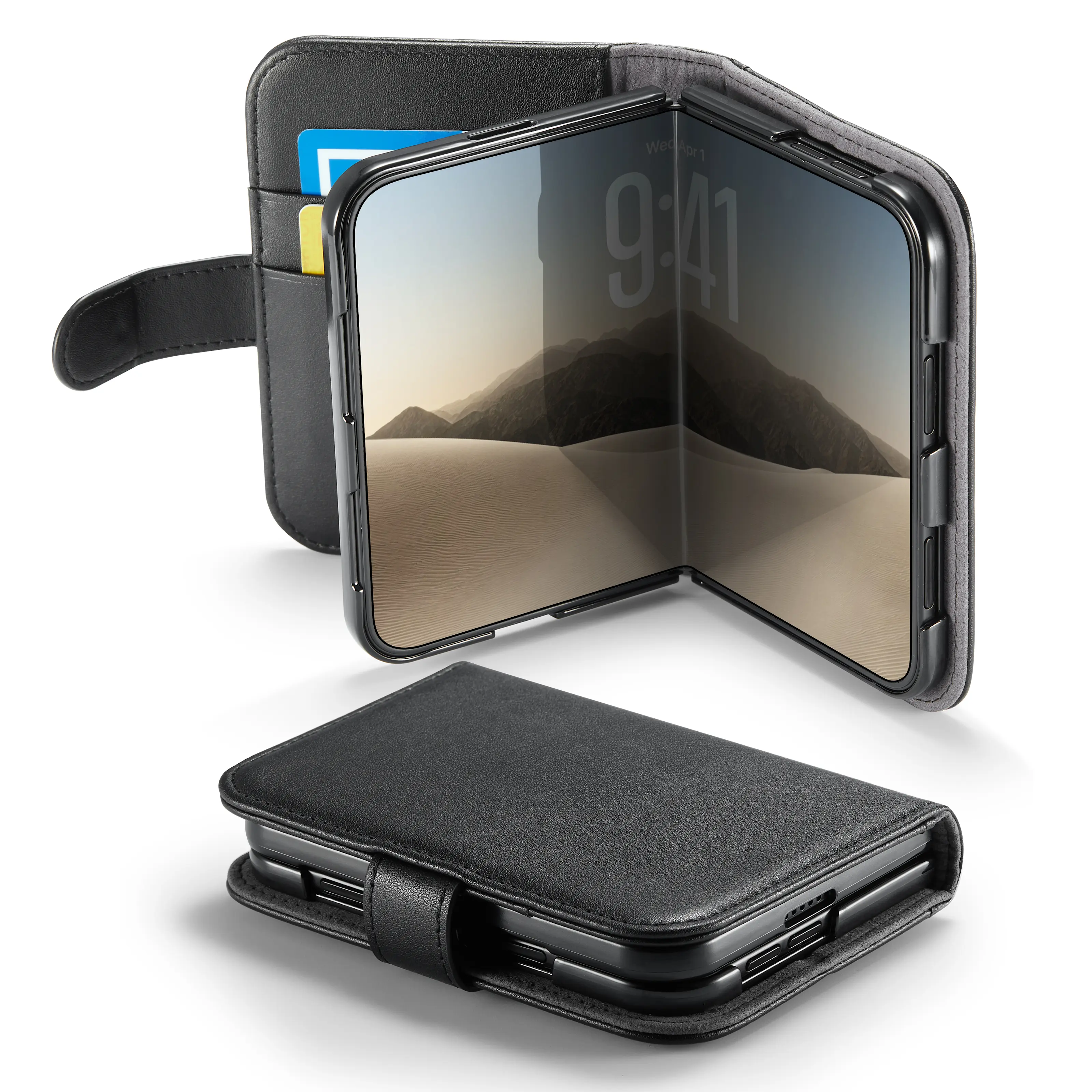 Ægte Læderetui iPhone Duo Sort
