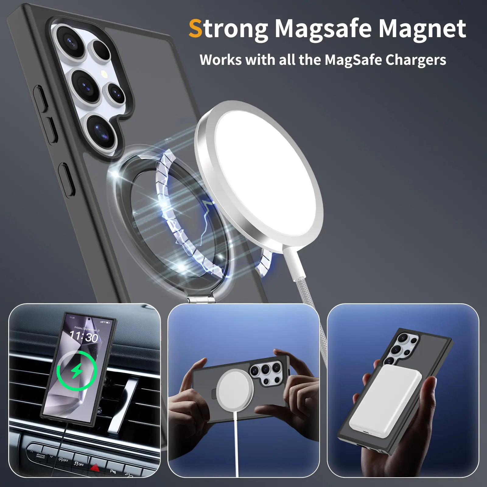 Hybridskal Magnetic Ring Samsung Galaxy S24 Ultra Svart