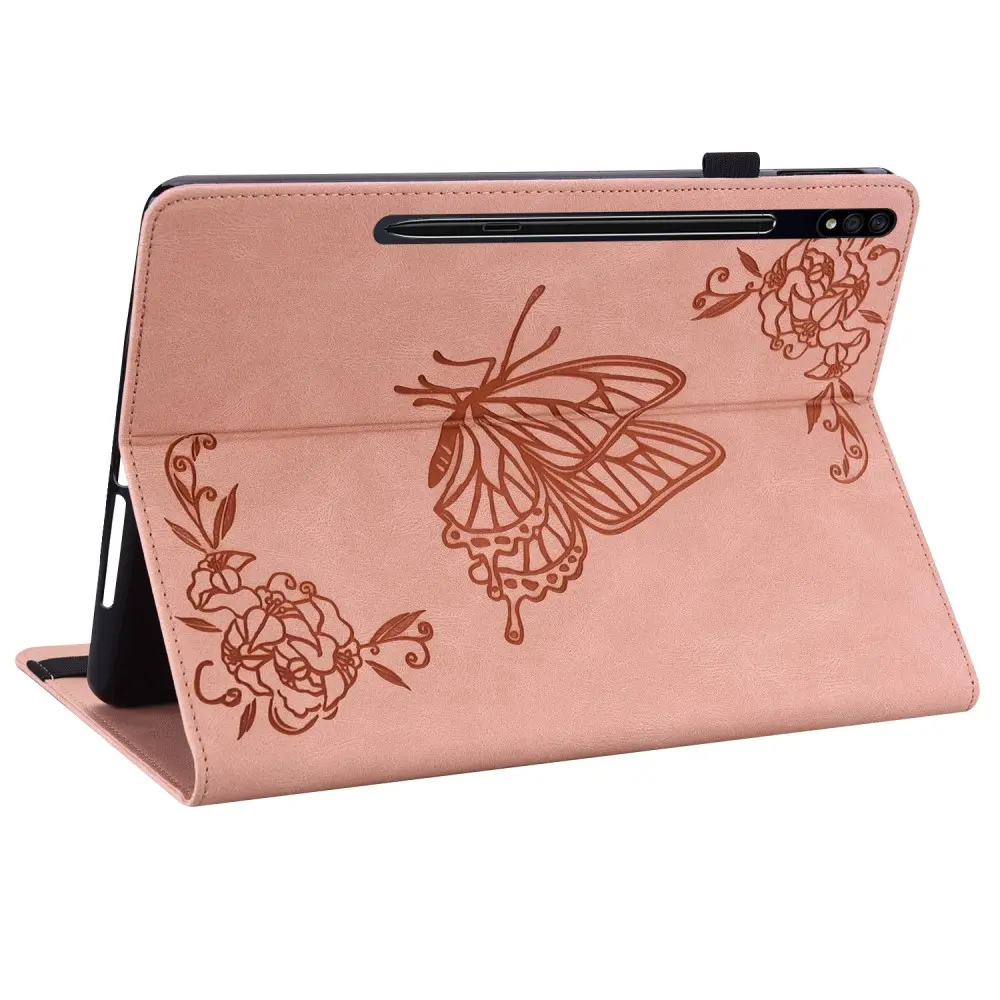 Läderfodral Fjärilar Samsung Galaxy Tab S10 Plus Rosa